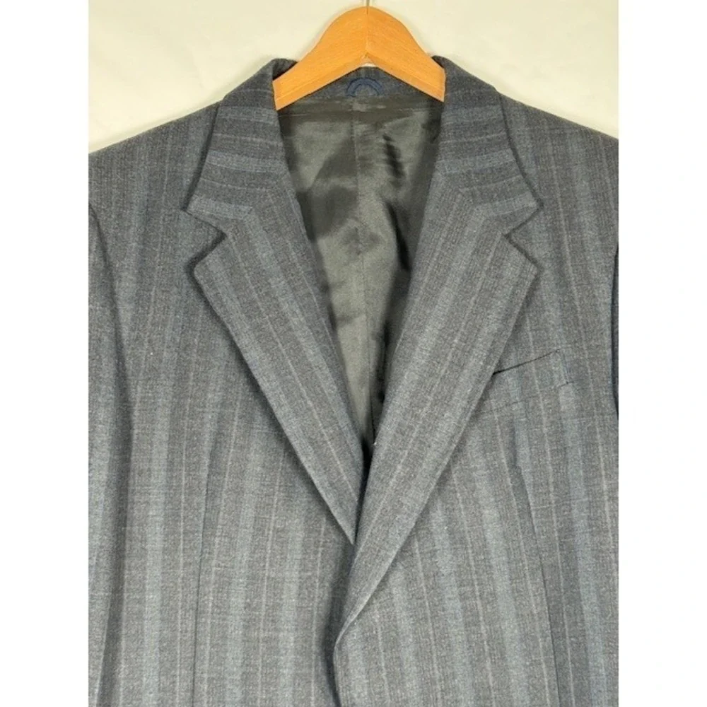Henley by Par Tip Top Men's 100% Wool Gray Pinstripe Blazer‎ Suit Jacket
